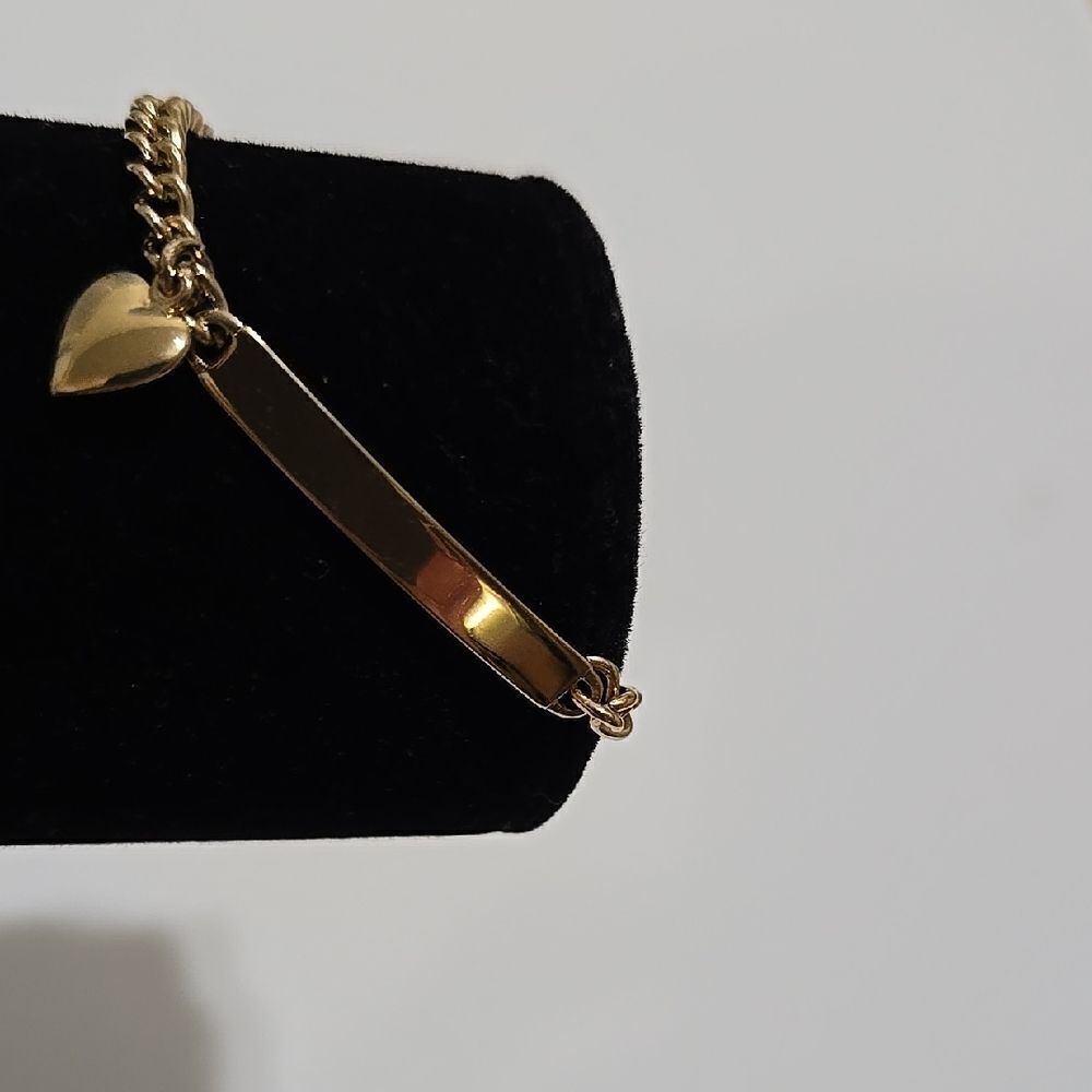 Gold Chain ID Bracelet with Heart Charm